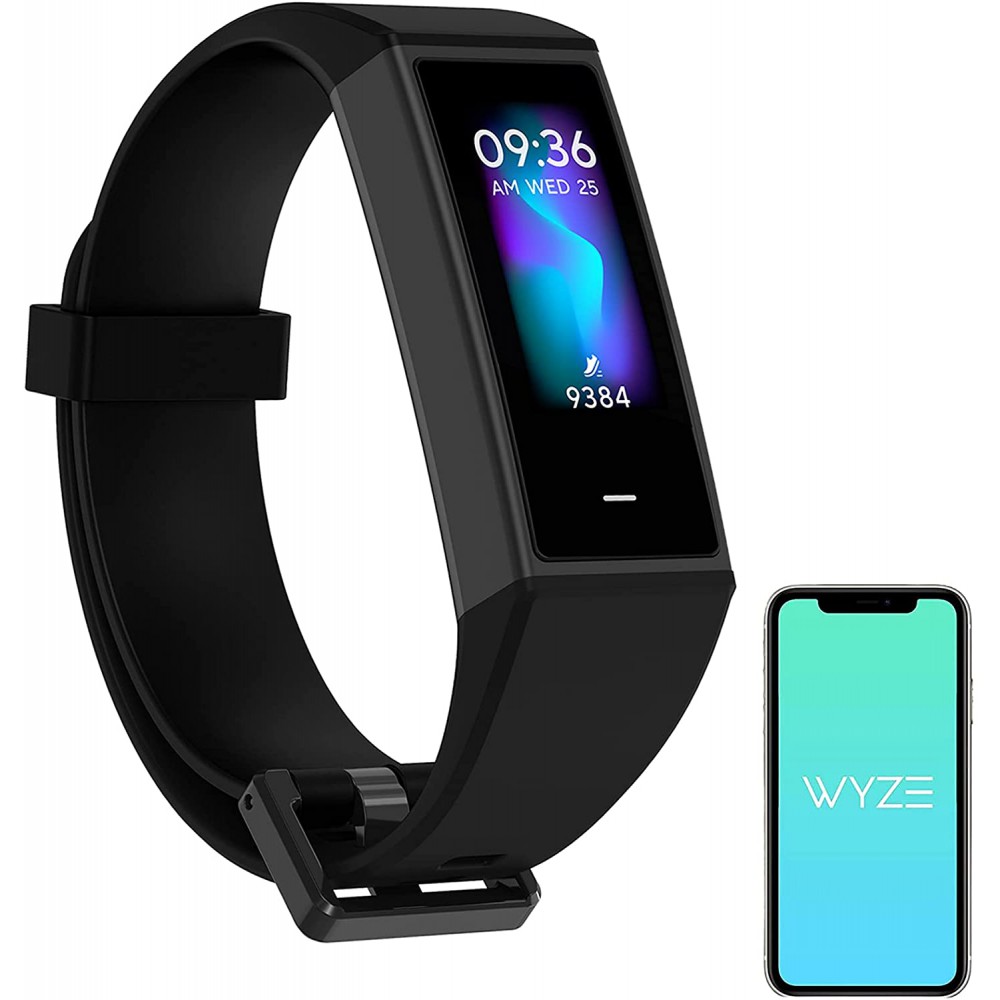 WYZE Band Fitness Tracker with Alexa Built-in, Activity Tracker Watch with Heart Rate Monitor, Smart Fitness Band with Step Counter, Calorie Counter, Pedometer Water Resistant, Black